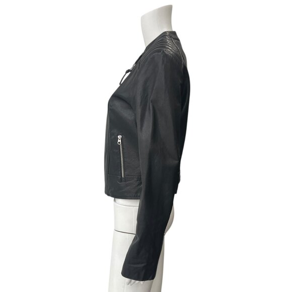 $600 Mackage Leather Asymmetric Zip Moto Jacket size Large - Picture 6 of 9
